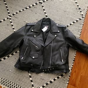 Allstate Black Genuine Leather Moto Jacket
